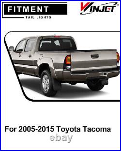 Black Smoke LED Tail Lights For 2005-2015 Toyota Tacoma Sequential Turn Signal