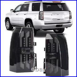 Black Smoke LED Tail Lights For 2015-2020 Chevy Tahoe Suburban Brake Lamps PAIR