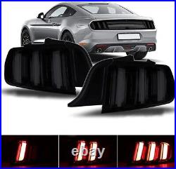 Black Smoke LED Tail Lights For 2015-2023 Ford Mustang Euro Style Sequential