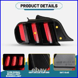 Black Smoke LED Tail Lights For 2015-2023 Ford Mustang Euro Style Sequential