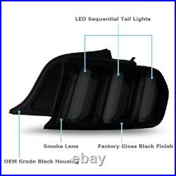 Black Smoke LED Tail Lights For 2015-2023 Ford Mustang Euro Style Sequential