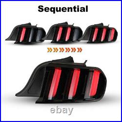 Black Smoke LED Tail Lights For 2015-2023 Ford Mustang Euro Style Sequential