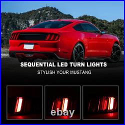 Black Smoke LED Tail Lights For 2015-2023 Ford Mustang Euro Style Sequential