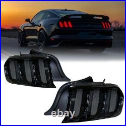 Black Smoke LED Tail Lights For 2015-2023 Ford Mustang Euro Style Sequential