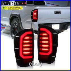 Black Smoke Pair LED Tail Lights For 2016-2023 Toyota Tacoma Brake Lamps