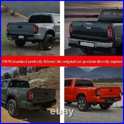 Black Smoke Pair LED Tail Lights For 2016-2023 Toyota Tacoma Brake Lamps