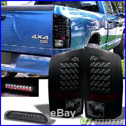 Black Smoked 02-06 Dodge Ram 1500/ 03-06 2500 3500 LED Tail Lights +LED Brake