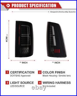 Black Smoked LED Tail Lights For 2009-2018 Dodge Ram 1500/2500/3500 Brake Lamps
