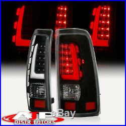 Black White Tube LED Tail Lights Lamps Left+Right For 1999-2006 Silverado Sierra