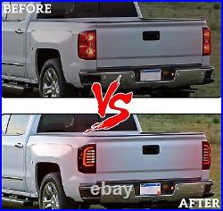 Black for 2014-18 Chevy Silverado 1500 2500HD 3500HD LED Tail Lights Brake Lamps