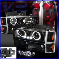 Chevy Tahoe CK Black Halo LED Projector Headlight+Bumper Corner+Smoke Tail Light