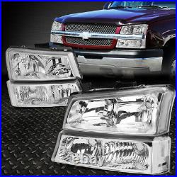 Chrome Headlight+clear Bumper+red Led Brake/tail Light For 03-07 Chevy Silverado