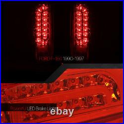 Chrome/Red FULL LED Tail Light Brake Lamp for 90-97 Ford F150/F250/F350/Bronco
