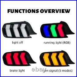 Clear Lens RGB LED Tail Lights For 2015-2023 Ford Mustang S550 Rear Light 1 Pair