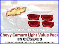 Combo Pack Rear LED Bowtie Emblem Halo Tail Lights Fits Chevy Camaro 2010-2013