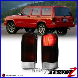 Cree LED Backup Tail Lights PAIR Assembly For 97-03 Jeep Cherokee XJ Red Smoke