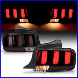 DOT For 2005-2009 Ford Mustang Smoked LED Tube Signal Tail Lights Brake Lamps