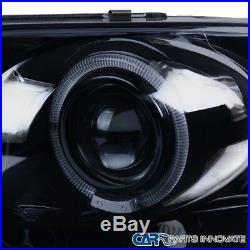 Dodge 02-05 Ram Glossy Black Halo Projector Headlights+Black LED Rear Tail Lamps