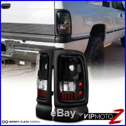Dodge Ram 94-01 Dark Smoke Halo Projector Head Lamps+Black LED Tail Brake Lights