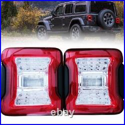 EU Pair Red Rear LED Brake Tail Lights Reverse Lamps For Jeep Wrangler JK 07-17