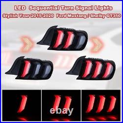 Euro Style Smoke For 2015-2022 Ford Mustang LED Sequential Signal Tail Lights