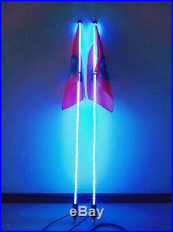 FIA 2PCS LED 4FT Whip Lights Multi-color Antenna Strobe Flagpole Tail BLUEBOOTH