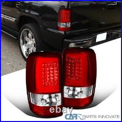 Fit 00-06 Chevy Suburban Tahoe GMC Yukon Red/Clear LED Bar Tail Brake Lights