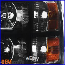 Fit 07-13 Chevy Silverado 1500 2500 3500 Black Smoked Headlights+LED Tail Lights
