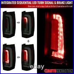 Fit 07-14 Tahoe Suburban Black Smoke Tail Lights Dynamic LED Sequential Signal