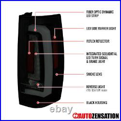 Fit 07-14 Tahoe Suburban Black Smoke Tail Lights Dynamic LED Sequential Signal