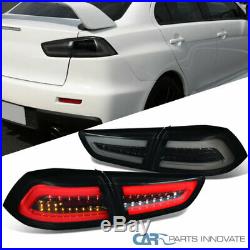 Fit 08-17 Mitsubishi Lancer/ EVO X Glossy Black LED Rear Tail Lights Brake Lamps