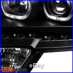 Fit 09-14 Ford F150 SMD LED Halo Projector Black Headlight+LED Tail Lights Lamps