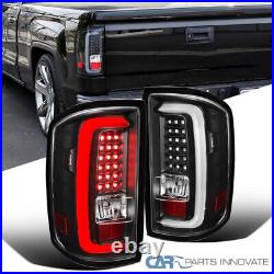 Fit 14-18 GMC Sierra 1500 2500HD 3500HD Pickup Black LED Tail Lights Brake Lamps