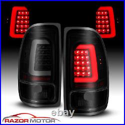 Fit 1997-04 Dodge Dakota Pickup C-Shape LED Tube Black Smoke TailLights Pair