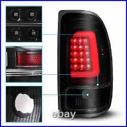 Fit 1997-04 Dodge Dakota Pickup C-Shape LED Tube Black Smoke TailLights Pair