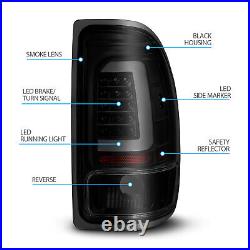 Fit 1997-04 Dodge Dakota Pickup C-Shape LED Tube Black Smoke TailLights Pair