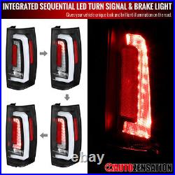 Fit 2007-2014 Tahoe Suburban Black Tail Lights Dynamic LED Sequential Signal