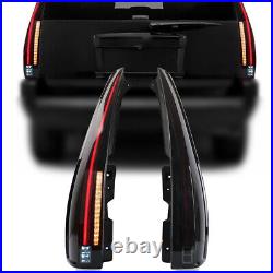 Fit 2007-2014 Yukon Suburban Tahoe SMOKED LED Tail Lights Escalade Style Pair