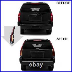Fit 2007-2014 Yukon Suburban Tahoe SMOKED LED Tail Lights Escalade Style Pair
