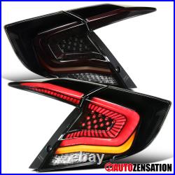 Fit 2016-2020 Honda Civic Black Smoke LED Tail Brake Lights+Sequential Signal