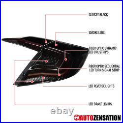 Fit 2016-2020 Honda Civic Black Smoke LED Tail Brake Lights+Sequential Signal