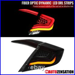 Fit 2016-2020 Honda Civic Black Smoke LED Tail Brake Lights+Sequential Signal