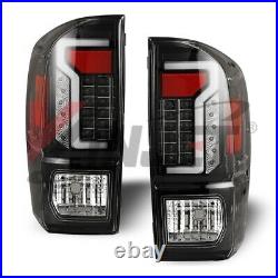 Fit 2016-2021 Toyota Tacoma DRL LED Tube Tail Lights Rear Brake Lamps Red Clear