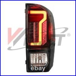 Fit 2016-2021 Toyota Tacoma DRL LED Tube Tail Lights Rear Brake Lamps Red Clear