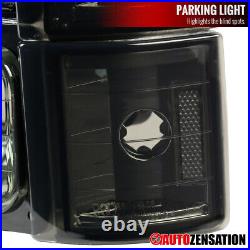 Fit 94-98 GMC Sierra Smoke Lens Headlights+Bumper Corner Lamps+LED Tail Lights