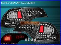 Fit For 06 07 08 HONDA CIVIC 4D SEDAN LED TAIL LIGHTS BLACK 4DR