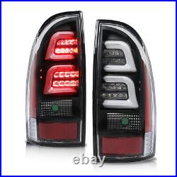 Fit For 2005-2015 Toyota Tacoma LED Tube Tail Lights Brake Lamps Assembly Black