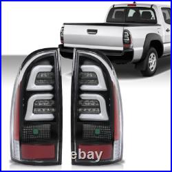 Fit For 2005-2015 Toyota Tacoma LED Tube Tail Lights Brake Lamps Assembly Black