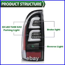 Fit For 2005-2015 Toyota Tacoma LED Tube Tail Lights Brake Lamps Assembly Black