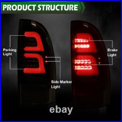 Fit For 2005-2015 Toyota Tacoma LED Tube Tail Lights Brake Lamps Assembly Black